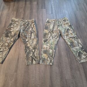 Vintage USA Wrangler Rugged Wear Double Knee Camo Jeans Pants Men's 40x32  Set 2